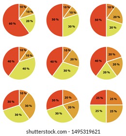4 part pie chart on white background