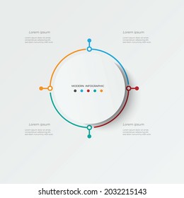 4 partition minimal circle info-graphics Business design template Timeline business planning process with options, steps.