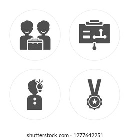 4 Partner, Idea, Presentation, Winner modern icons on round shapes, vector illustration, eps10, trendy icon set.