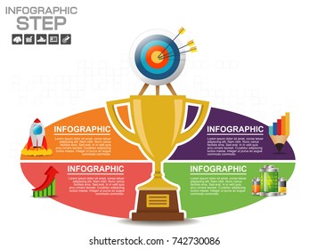 4 Parts infographic design vector and marketing icons can be used for workflow layout, diagram, report, web design. Business concept with options, steps or processes.