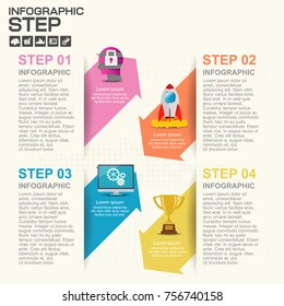 4 Parts infographic design vector and marketing icons can be used for workflow layout, diagram, report, web design. Business concept with options, steps or processes.