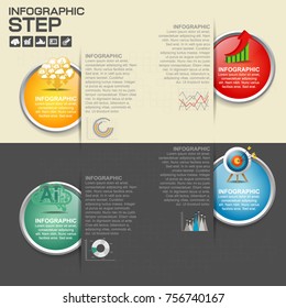 4 Parts infographic design vector and marketing icons can be used for workflow layout, diagram, report, web design. Business concept with options, steps or processes.