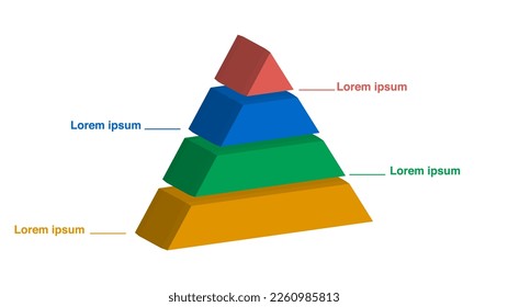 4 parts pyramid infographic diagram chart, triangle graph presentation for Business timeline concept vector illustration eps 