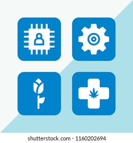 4 party icons in vector set. birthday and party, setup, marijuana and chip illustration for web and graphic design