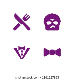 4 party icons in vector set. bow tie, restaurant and rockstar illustration for web and graphic design