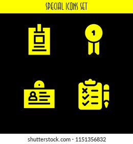 4 pass icons in vector set. exam, id card and badge illustration for web and graphic design