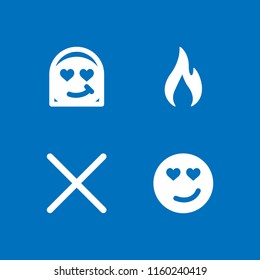 4 passion icons in vector set. flame, in love and cross illustration for web and graphic design