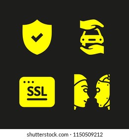 4 password icons in vector set. protection, security on, turing test and ssl illustration for web and graphic design