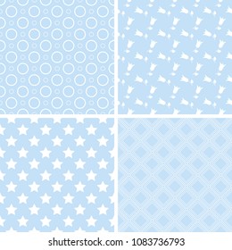 4 Pastel retro different vector seamless patterns tiling.