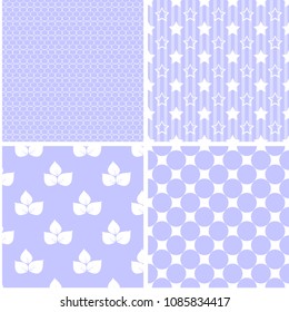 4 Pastel retro different vector seamless patterns. Vintage backgrounds.
