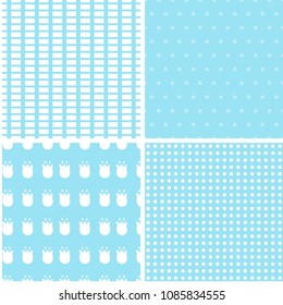 4 Pastel retro different vector seamless patterns. Vintage backgrounds.