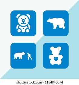 4 patch icons in vector set. bear illustration for web and graphic design