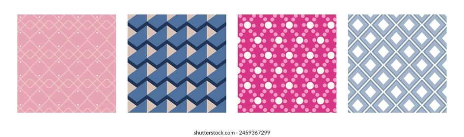 4 Pattern geometric designs bundle.