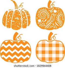 4 Patterned pumpkins | chevron, plaid, floral lace, distressed/ grunge