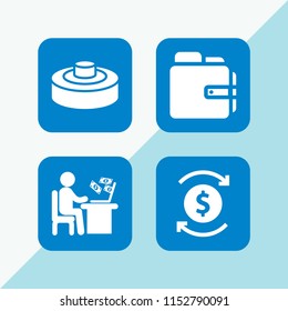4 payment icons in vector set. dollar symbol, wallet, money and mine illustration for web and graphic design