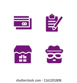 4 payment icons in vector set. heisenberg, bank, commerce and shopping and register illustration for web and graphic design