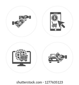 4 Payment method, Online shop, method modern icons on round shapes, vector illustration, eps10, trendy icon set.