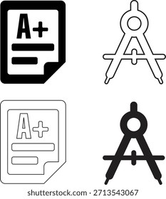 Icono de Educación de 4 piezas. documento. divisor geométrico.