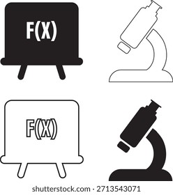 4 piezas de Educación Icon. microscopio.