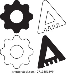 Icono de Educación de 4 piezas. icono de engranaje. icono de instrumento geométrico.