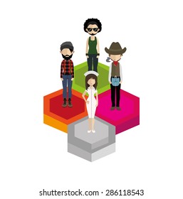 4 People characters in flat style . Vector women, men character