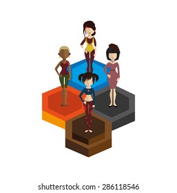 4 People characters in flat style . Vector women, men character