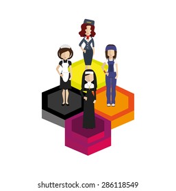 4 People characters in flat style . Vector women, men character