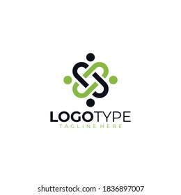 4 People Community Logo Icon Vector In Black And Green Color