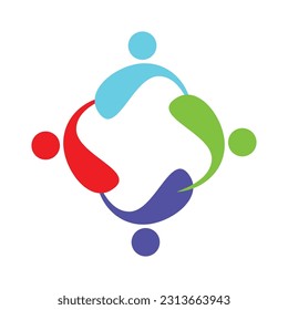 4 People togetherness and community concept logo abstract vector illustration eps