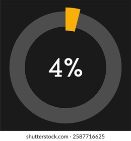 4 percent circle chart infographic template.Circle percentage diagram on black background vector illustration.