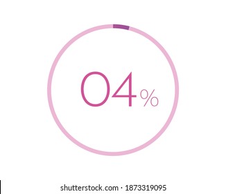 4% percent circle chart symbol. 4 percentage Icons for business, finance, report, downloading