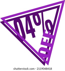 4 percent discount, discount triangle icon for offers and promotions