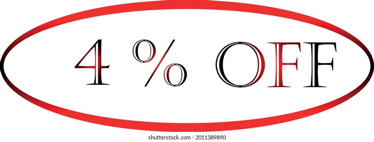 4% del símbolo vector rojo. símbolo de descuento, promoción de descuento, oferta de descuento de venta, publicidad de marketing, súper venta.