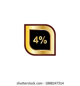Diseño vectorial de signo del 4 por ciento con color de gradiente dorado