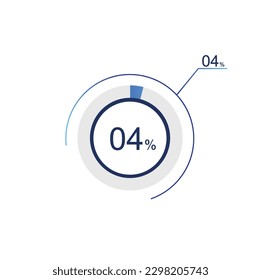 4% percentage infographic circle icons, 4 percents pie chart infographic elements for Illustration, business, web design.