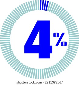 4 Percentage with Round Pie Chart. Economy, medical, sport and speed concept
