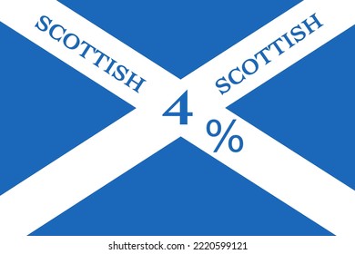 4% percentage Scottish with Flag color vector art illustration with stylish font, white and blue color. Sign label. Banner template design for social media and website.
