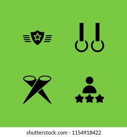 4 performance icons in vector set. stage, rate, rank and gymnast illustration for web and graphic design