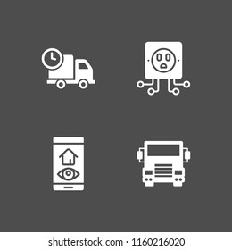 4 perspective icons in vector set. truck and architecture and city illustration for web and graphic design
