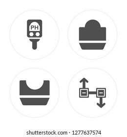 4 Ph meter, Concave, Convex, Magnet modern icons on round shapes, vector illustration, eps10, trendy icon set.