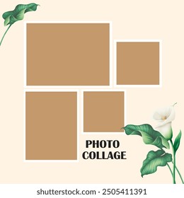 4 Plantilla de collage de fotos. Ilustración vectorial, nuevas colecciones