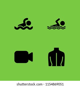 4 photo icons in vector set. neck, swim and film illustration for web and graphic design