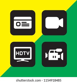 4 photography icons in vector set. film, id and hd illustration for web and graphic design