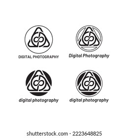 4 Photography Logo Icon Vector Illustration Template Black And White