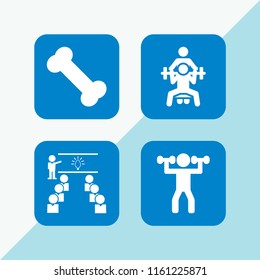 4 physical icons in vector set. class, gym and bone illustration for web and graphic design