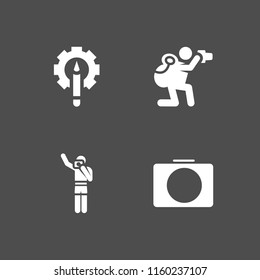 4 picture icons in vector set. pencil, photographer and photograph illustration for web and graphic design