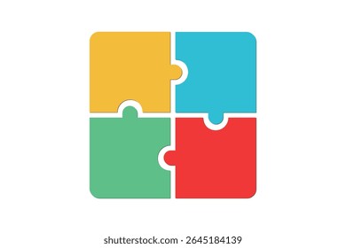4 Piece Puzzle Infographic Set of Puzzle Pieces Vector. Jigsaw Puzzle on White Background. Set of Puzzle Pieces. Vector Illustration.