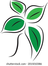 
logotipo de hoja de 4 piezas con tallo