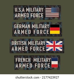 4 pieces  military labels. T shirt graphics. Print. Vector