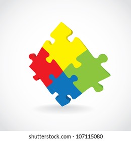 4 pieces of puzzle put together - illustration